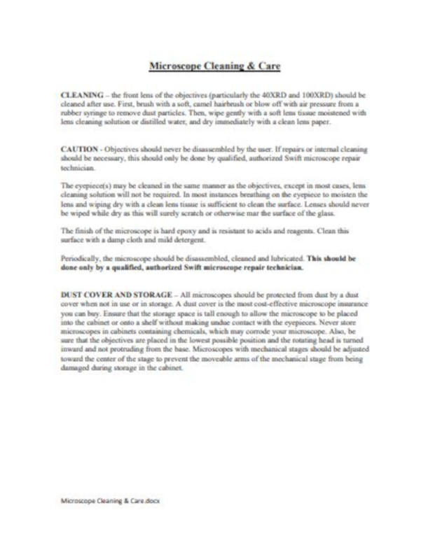 Microscope Cleaning & Care